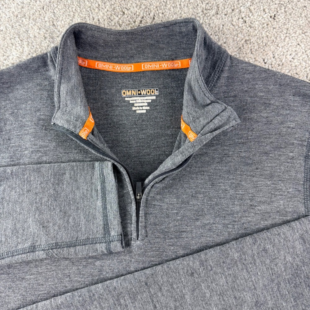 Omni-Wool 1/4 Zip Pullover Mens L Gray Base Layer‎ Wool Blend Gorpcore Outdoors